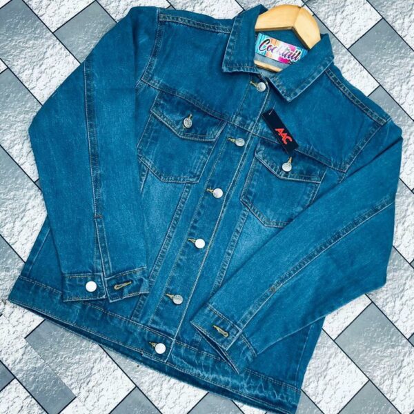 1 Pc Women's Stitched Denim Plain Denim Jacket
